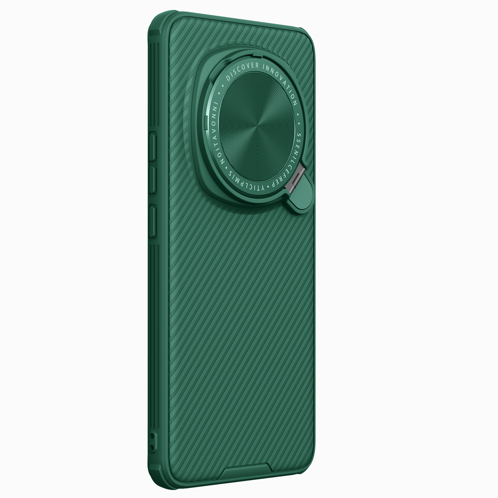 Чехол зеленого цвета (Deep Green) от Nillkin на Honor Magic 6 Pro с металлической откидной крышкой и поддержкой магнитной беспроводной зарядки MagSafe, серия CamShield Prop Magnetic Case