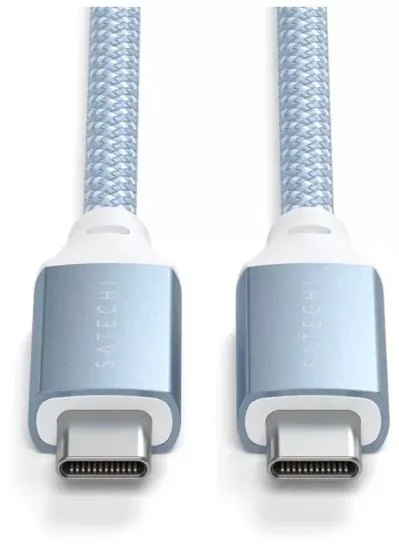 Кабель Satechi Type-C to Type-C 100W Charging Cable. Длина 2 м. Голубой