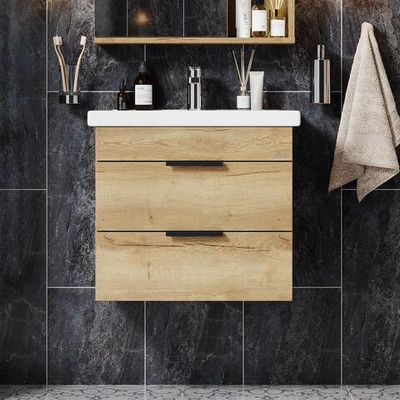 Тумба подвесная Onika ЛЕГРАН 50.13 дуб галифакс с раковиной Kirovit ФОСТЕР 50