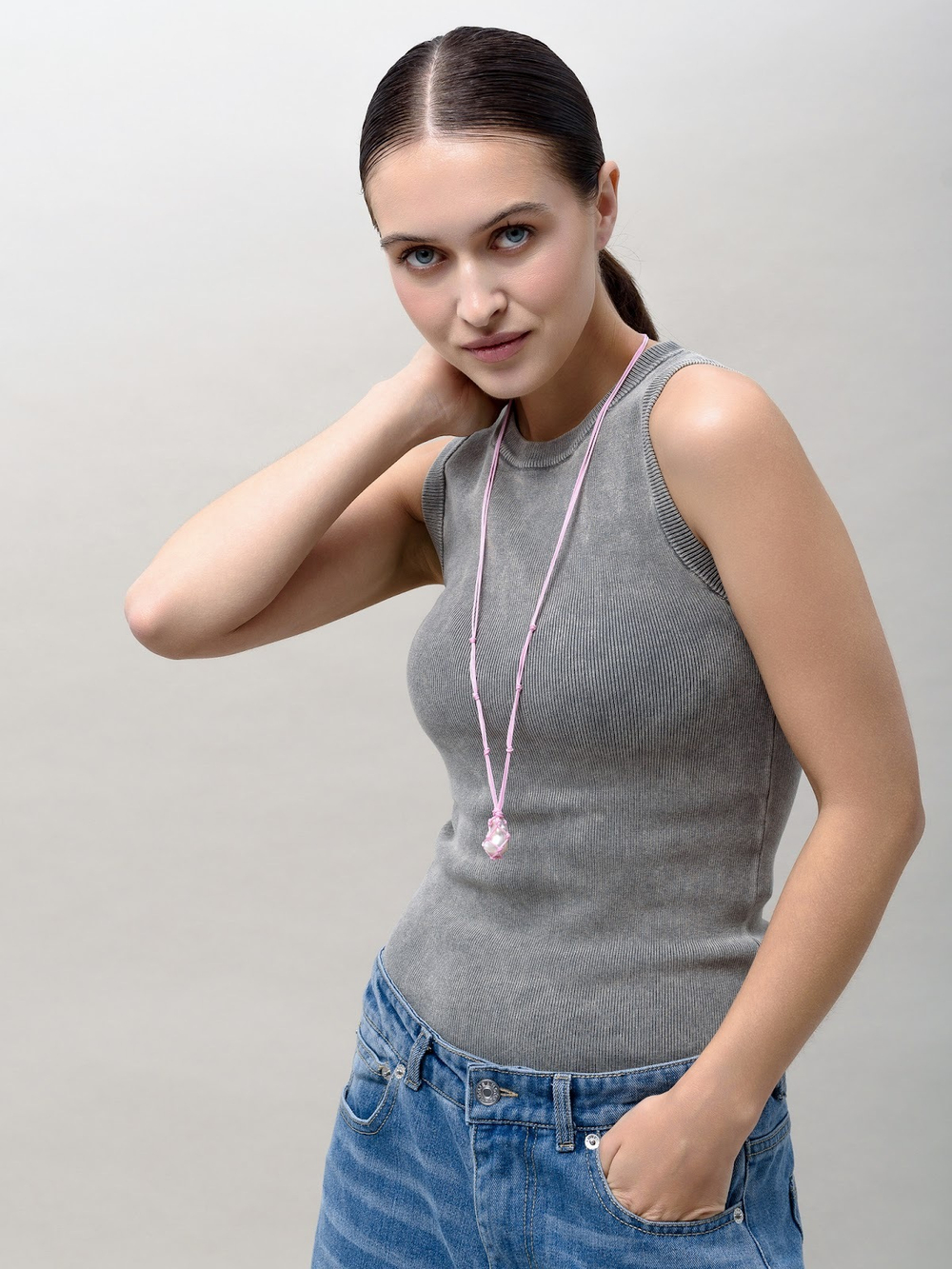 Колье "Cord Pearl" Pink с жемчугом