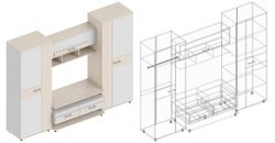 Гостиная "Виктория" (Пикар/белый глянец), ЛДСП, Велес