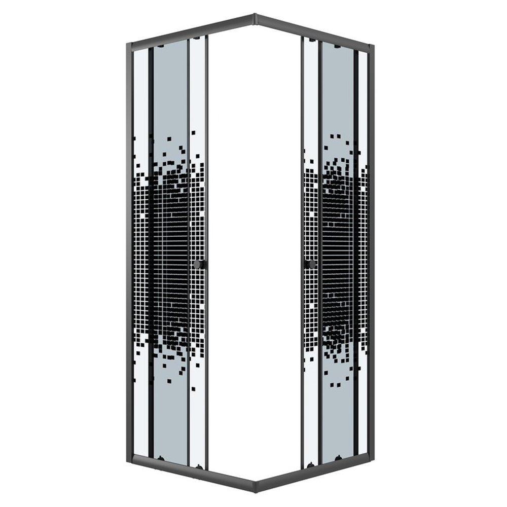 Душевое ограждение Niagara Eco NG-1009-14QBLACK (90х90х190) квадрат,раздвижное,черный,стекло мозаика,1 место