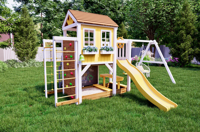 Детский домик с качелями "Прованс - спорт плюс"