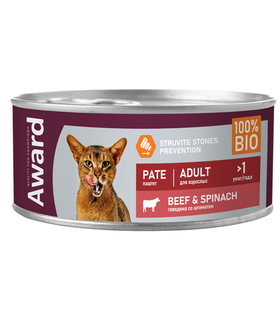 Award Взрослые кошки паштет из говядины со шпинатом 100гр.