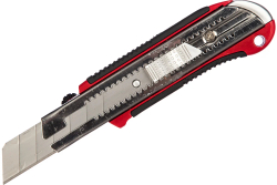 Нож, 25 мм, выдвиж. лезвие, усилен. металл. направляющая, металл. обрезин. рукоятка Matrix (Матрикс)