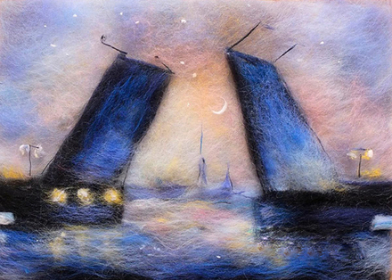 Набор для валяния (живопись цветной шерстью) Белые ночи 21x29,7см (А4)