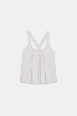 ZARA ТОП ИЗ ПОПЛИНА НА БРЕТЕЛЯХ, СВЕТЛО-СИРЕНЕВЫЙ