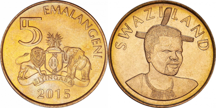 Эсватини (Свазиленд) 5 эмалангени, 2015 Король Мсвати III XF