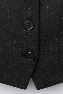 ZARA ЖИЛЕТ В ТОНКУЮ ПОЛОСКУ С БЛЕСТКАМИ, АНТРАЦИТОВО-СЕРЫЙ