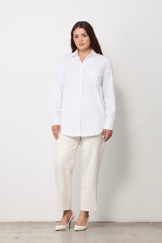 Рубашка удлиненная с карманом; белый