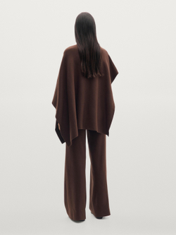 Massimo Dutti Вязаная накидка с брошью, коричневый