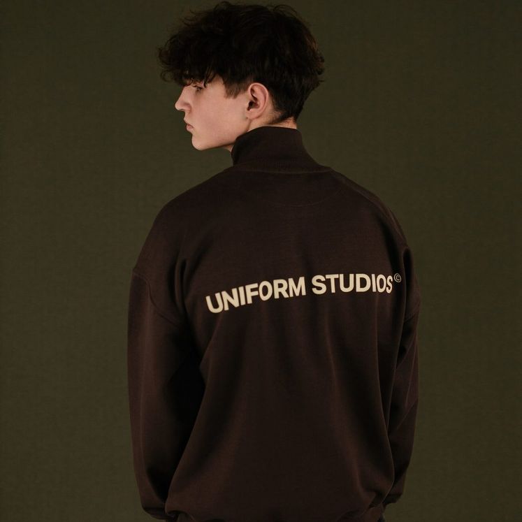 Cвитшот UNIFORM Half-zip Heavy STUDIOS, коричневый