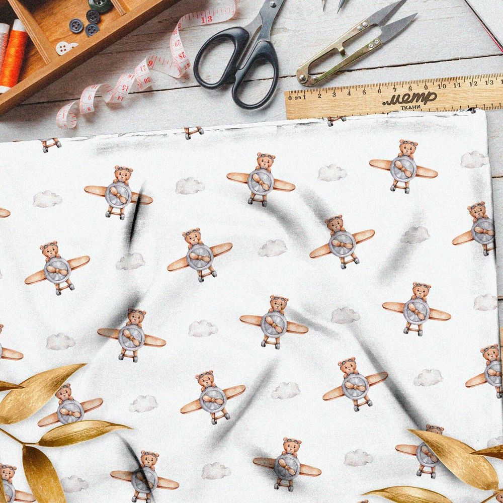 Ткань ниагара медвежата на самолёте