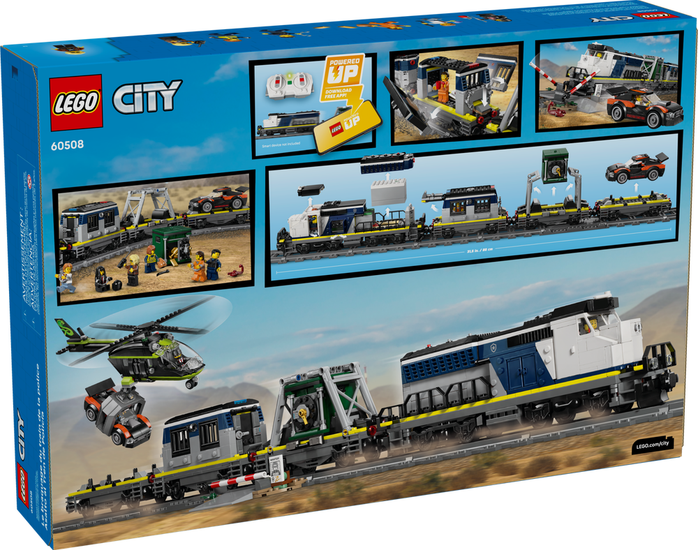 Конструктор LEGO City Ограбление полицейского поезда 60508 | LEGO City Police Train Heist набор 1313 деталей | 7+