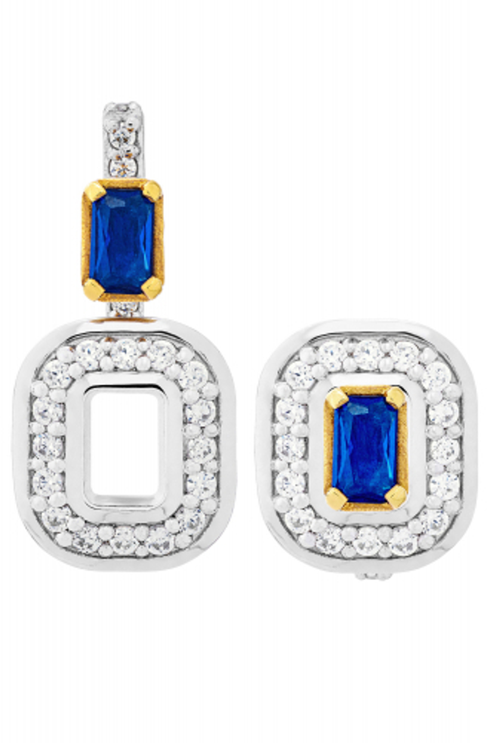 Серьги из серебра со вставками из выращенной шпинели и бесцветных фианитов