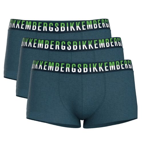 Мужские трусы боксеры синие набор 3в1 Bikkembergs BICOLOR BKK52UTR27TR