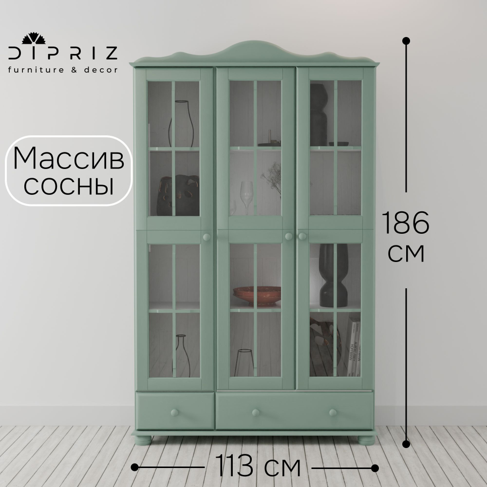 Шкаф с витриной Бритта, эвкалипт