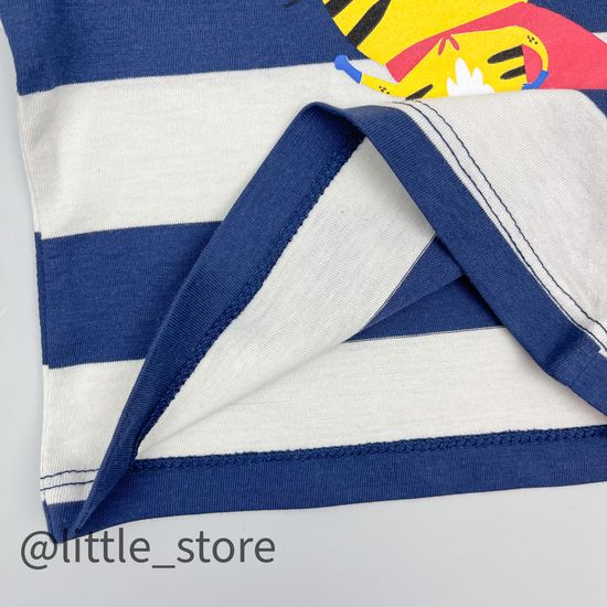 Футболка хлопковая "Папа-мой герой" полоска на синем