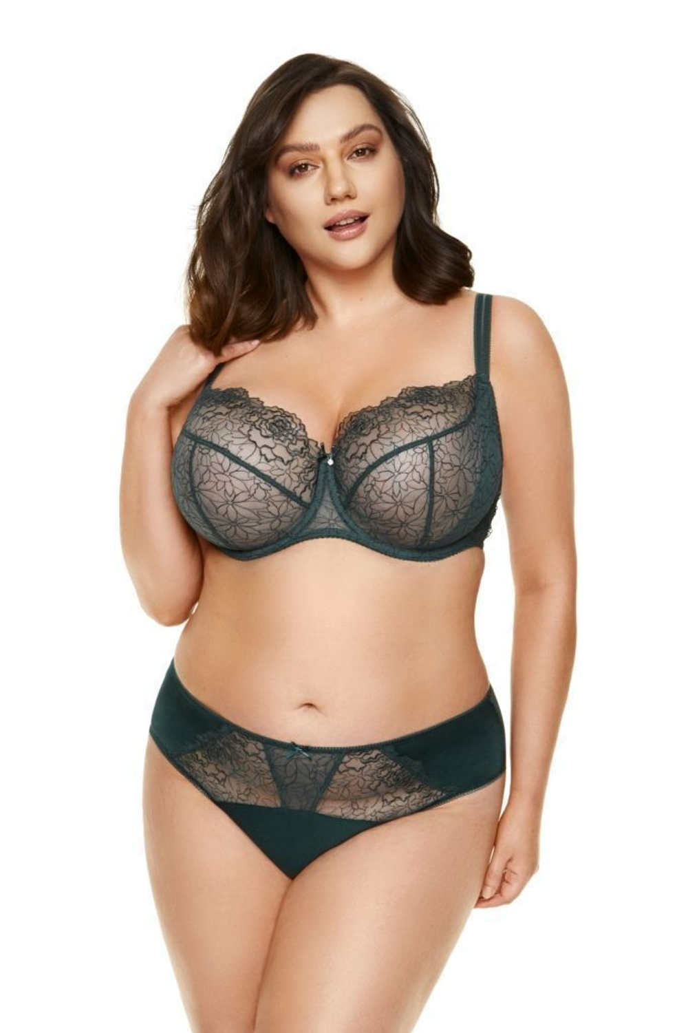 Бюстгальтер Pamela с мягкими сетчатыми чашками с вышивкой (Размер: 65E) (Цвет: сливовый)