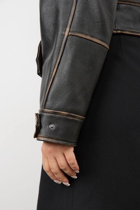 Куртка-косуха из натуральной кожи, черный