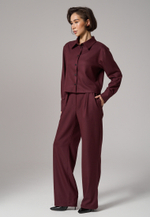 Рубашка-жакет укороченная бордовая