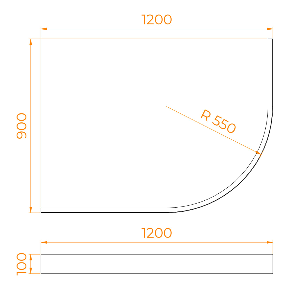 Экран для душевого поддона RGW N (Асимметричный) (900x1200)