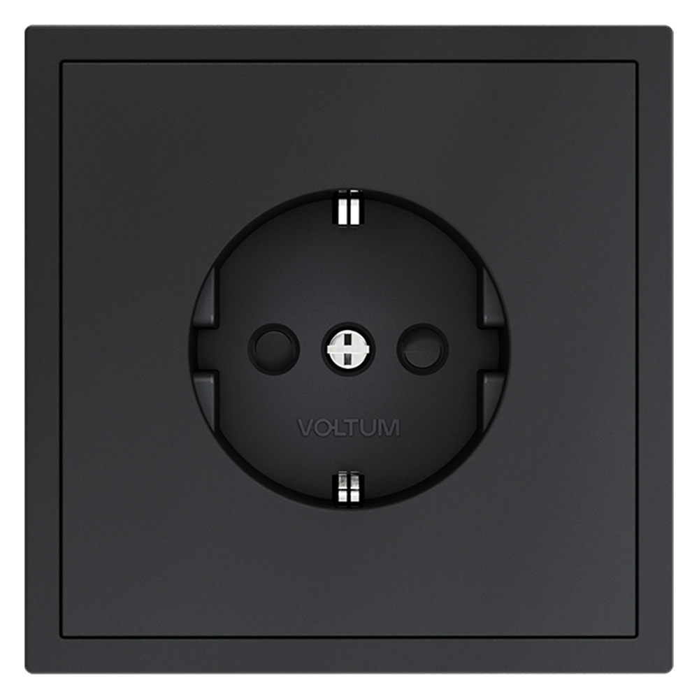 Розетка встраиваемая VOLTUM S70 с заземлением и защитными шторками, 16А, (графит)