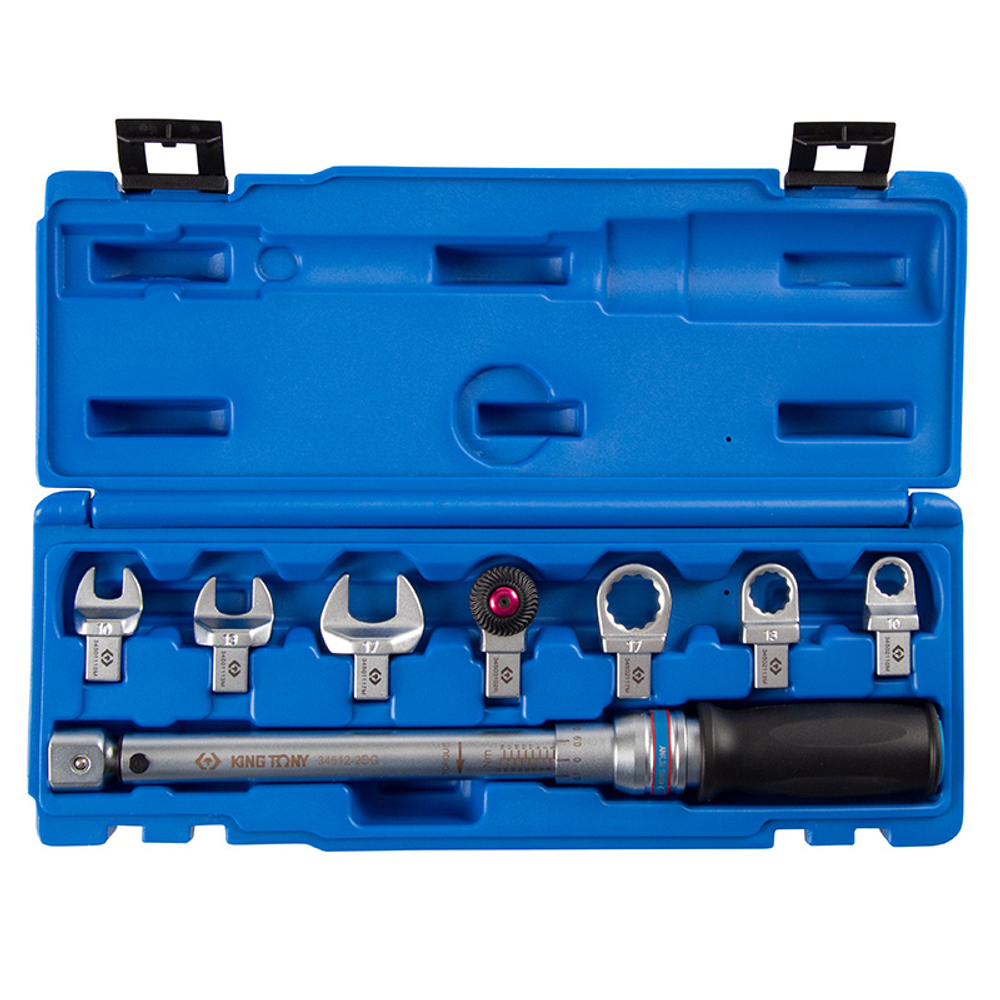 KING TONY (345102D08MR) Динамометрический ключ 9х12 мм, 4-20 Нм, "FIT", с набором насадок 10-17 мм, кейс