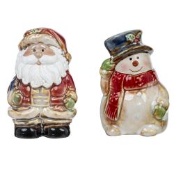 GAEM Набор: солонка и перечница "Санта и Снеговик", L6 W4,5 H8 см