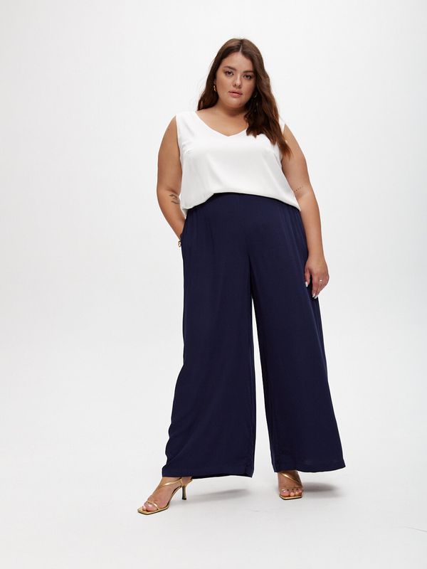 Брюки широкие на резинке, темно-синий