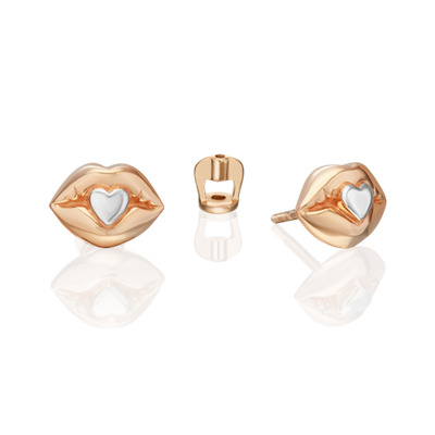 Серьги-пусеты «Воздушный поцелуй» из красного золота