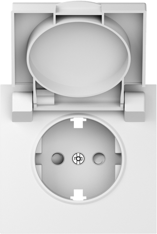 Накладка для розетки Schuko с заземлением, с крышкой, 16A 250 В~, матовый белый, серия S08