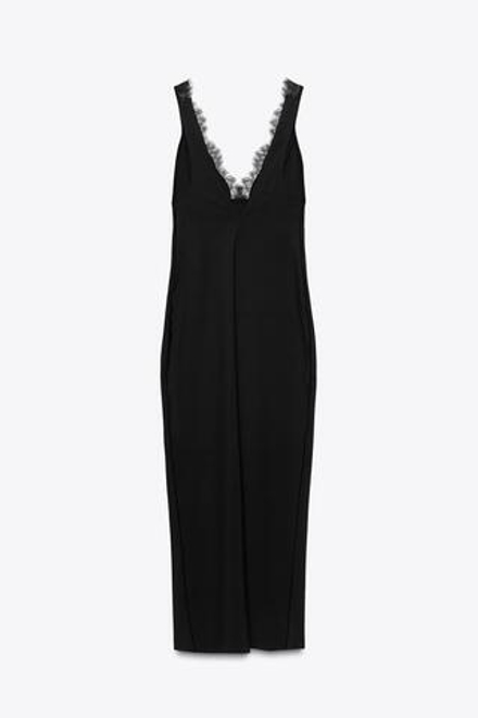 ZARA КОМБИНИРОВАННОЕ ПЛАТЬЕ С КРУЖЕВОМ, ЧЕРНЫЙ