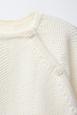 ZARA КОМПЛЕКТ ТРИКОТАЖНЫЙ ДЖЕМПЕР И БРЮКИ, ЭКРЮ