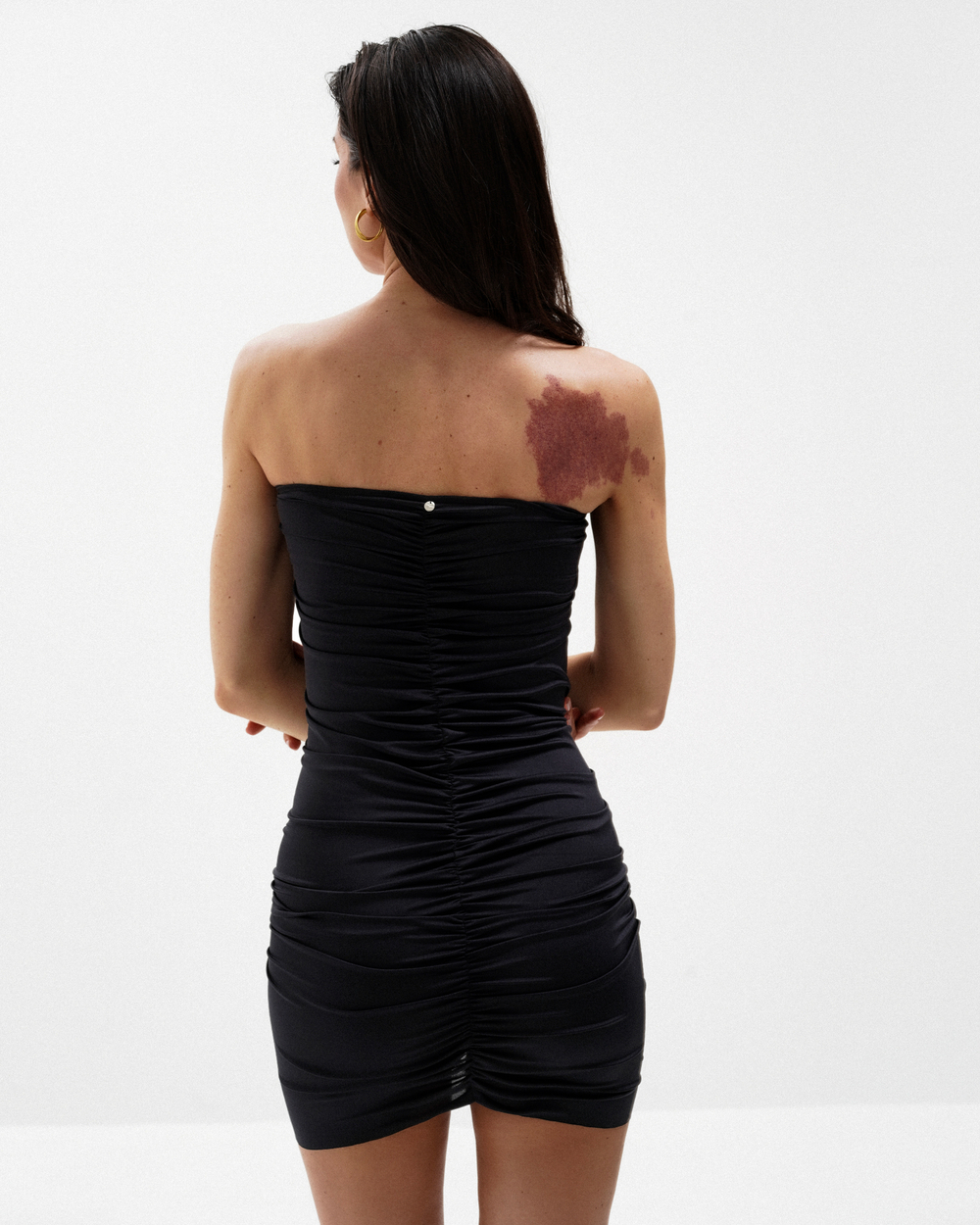 №016 Платье бюстье со сборкой (черный)