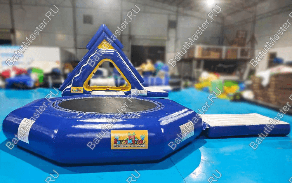 Коммерческий мини-аквапарк на воде «Батут-черепаха и горка-акула» 9×5,5×3 м