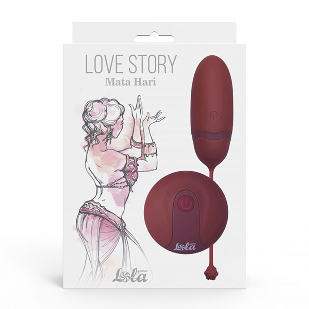 Бордовое виброяйцо 7,5см с пультом ДУ Lola Games Love Story Mata Hari 1800-03Lola
