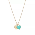 Подвеска из золота 18к(750 проба), Tiffany, два сердца с голубой эмалью 💝✨exclusive ✨