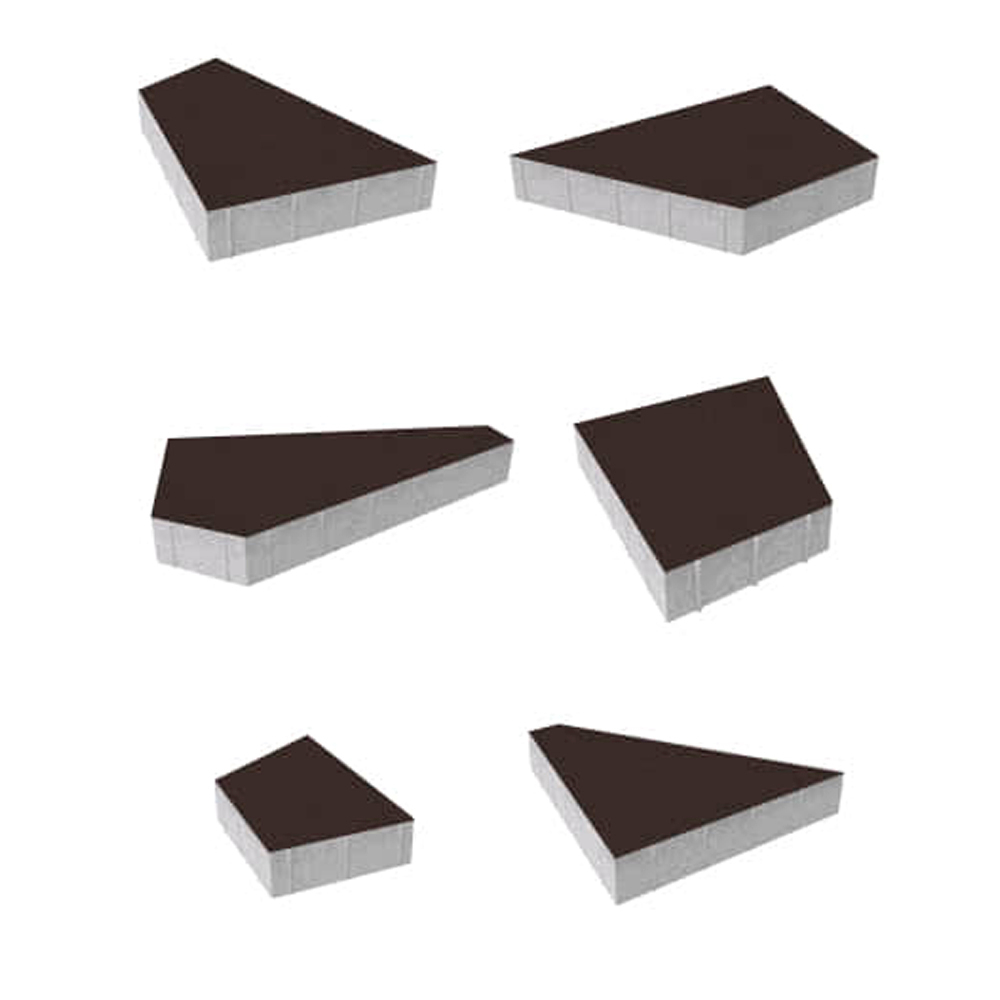 Тротуарная плитка ОРИГАМИ - Стандарт Коричневый, комплект из 6 видов плит