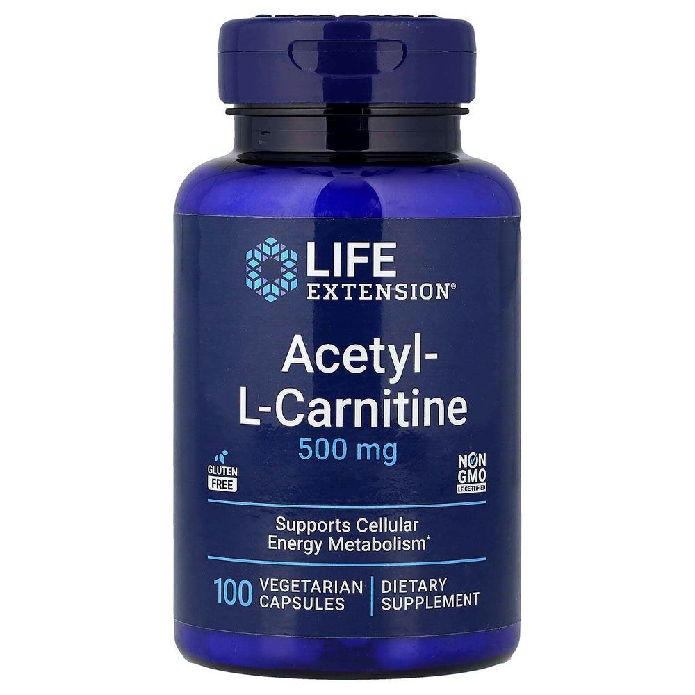 Life Extension, Ацетил-L-Карнитин, 500 мг, 100 капсул