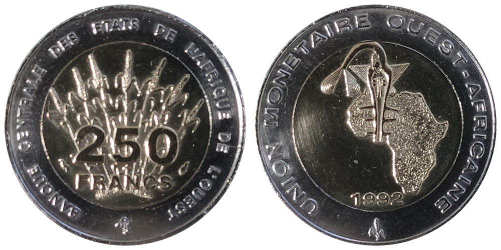 Западная Африка (BCEAO) 250 франков, 1992-1996 aUNC