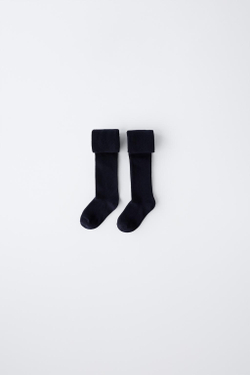 ZARA НАБОР ИЗ ДВУХ ОДНОТОННЫХ КОЛГОТОК, МОРСКОЙ СИНИЙ