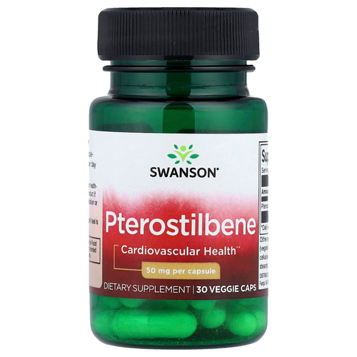 Swanson Vitamins, Птеростильбен, 50 мг, 30 вегетарианских капсул