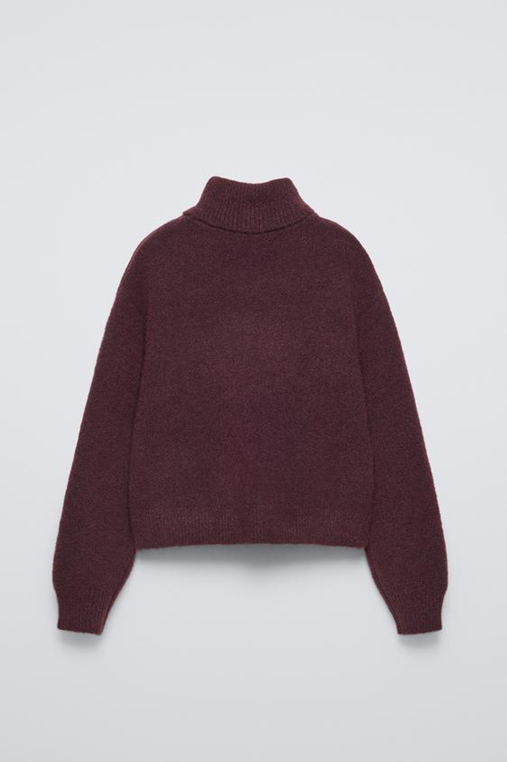 ZARA ВЯЗАНЫЙ СВИТЕР С ВЫСОКИМ ВОРОТОМ, ЦВЕТ БУРГУНДСКОГО ВИНА
