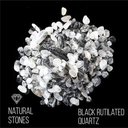Натуральный камень Black Rutilated Quarts (Волосатик), 10-15 мм, 100гр