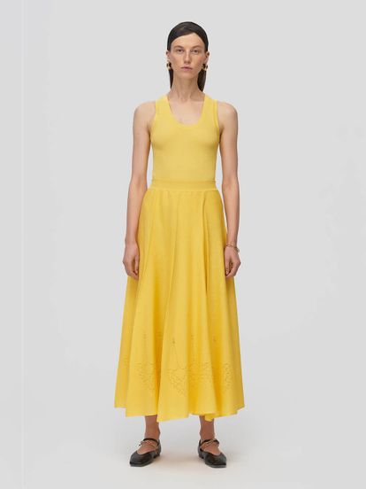 Женская юбка желтого цвета из вискозы - фото 2