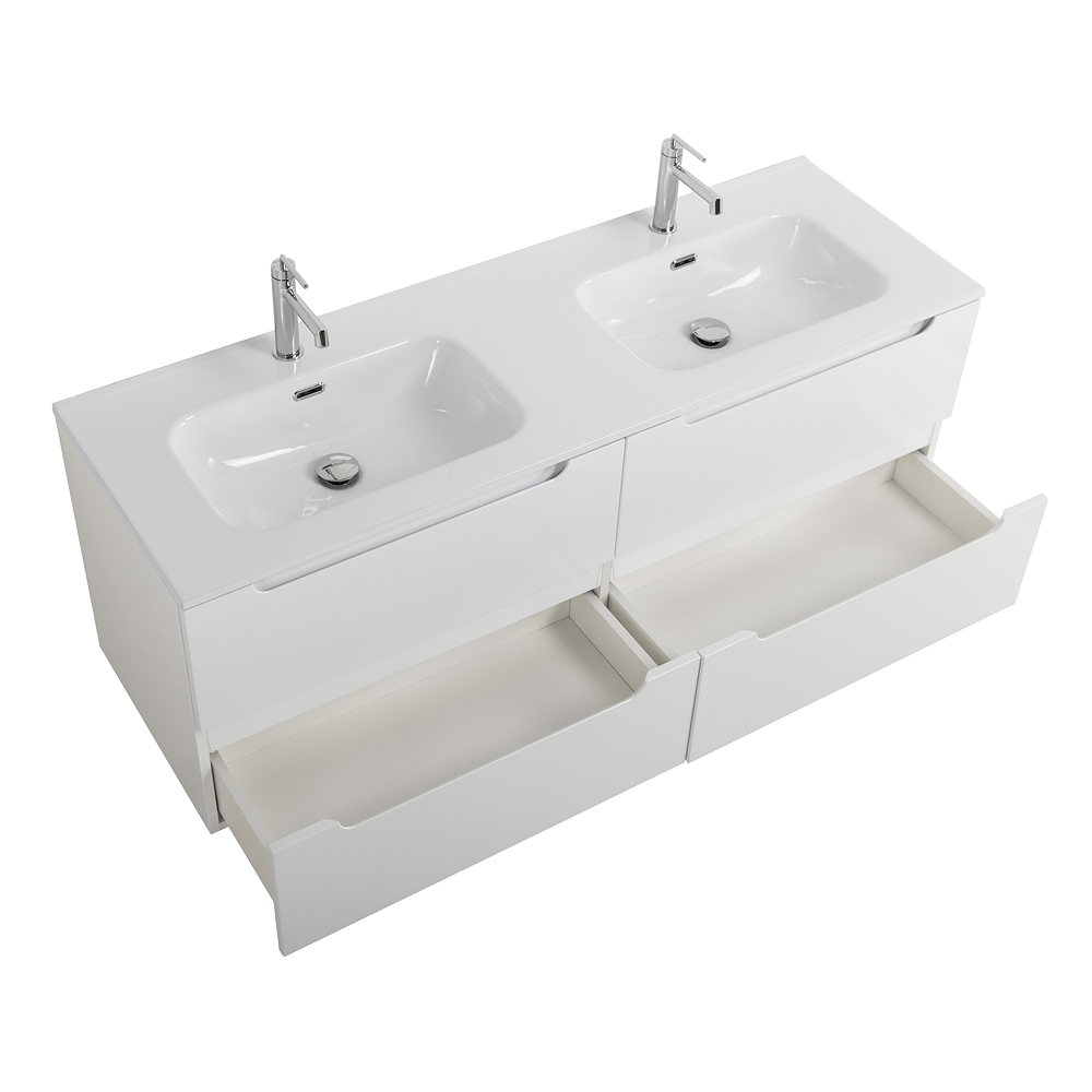 Тумба BelBagno ETNA-1200-4C-SO-2-BL с 2-й раковиной BelBagno BB1200-2-ETL, Bianco Lucido
