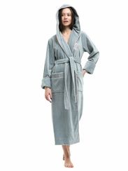 Халат женский с капюшоном 045 серый Cassoli Турция