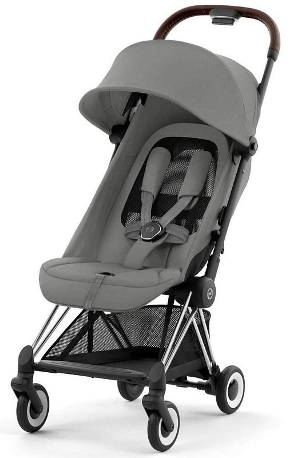 Коляска Cybex Coya Chrome Frame Cloud G i-Size Moon Black Plus 2 в 1 Mirage Grey с дождевиком