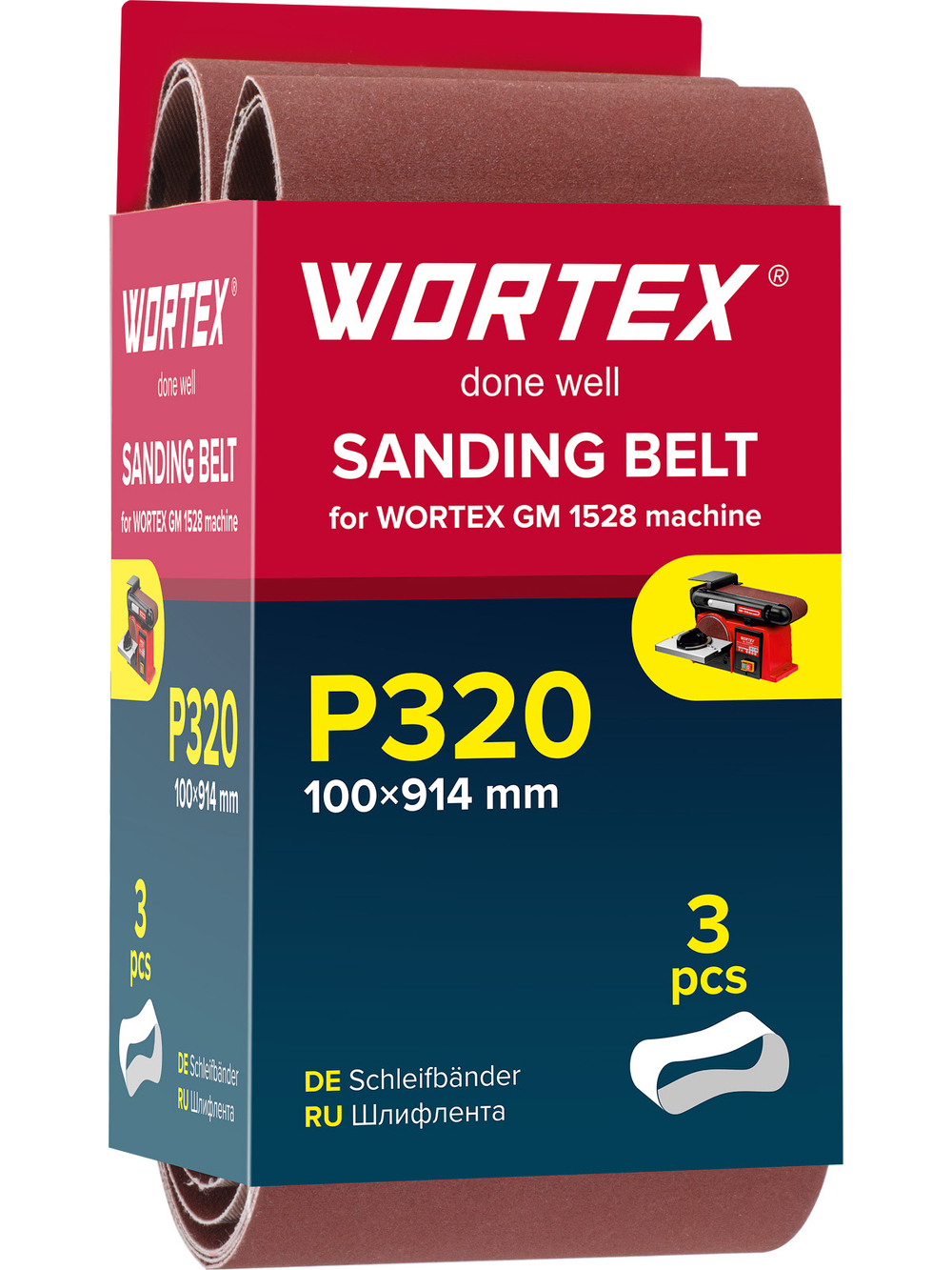 Шлифлента 100x914 мм P320 бесконечная 3 шт. для станка WORTEX GM 1528